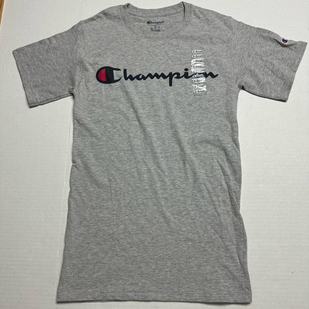 Champion Script Logo Crew Neck  T-Shirt In Grey Women's Size: XS